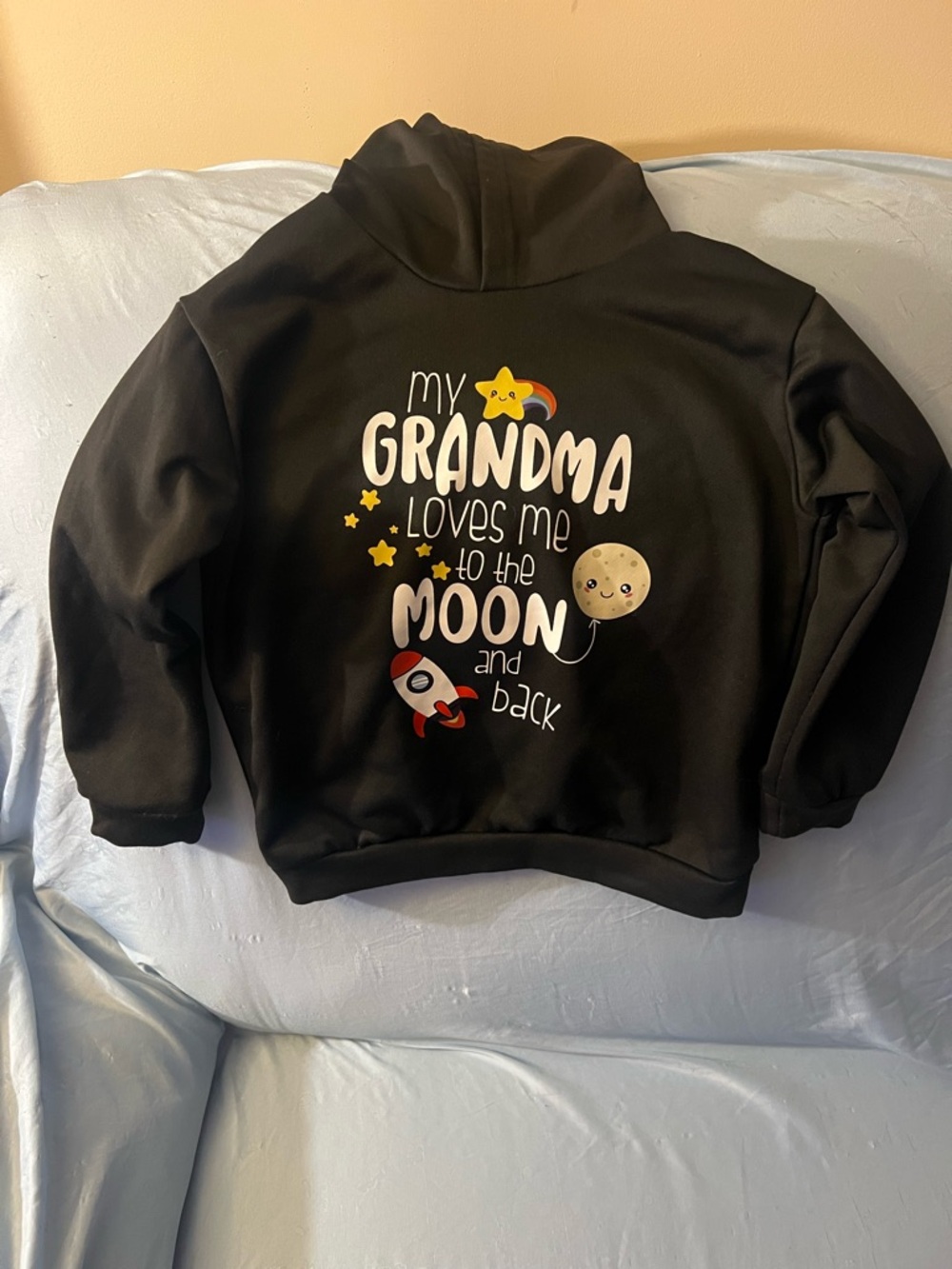 Kids Black Hoodie - "My Grandma Loves Me to the Moon and Back"